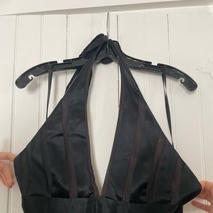 BCBG MaxAzria black halter prom midi dress